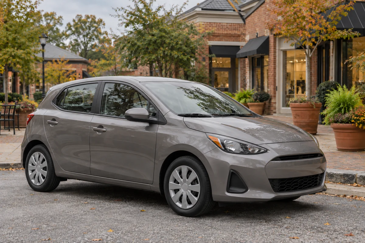 Representative compact car in a Maryland shopping courtyard